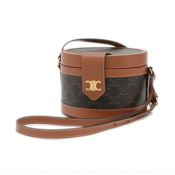 Celine Triomphe Tambour Shoulder Bag Tan Black - Picture 1 of 6